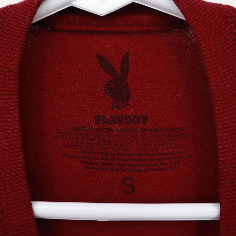 Playboy Glitter‎ Tee Womens S Red Edgy Iconic Statement Casual Trendy Rebellious - Picture 2 of 14
